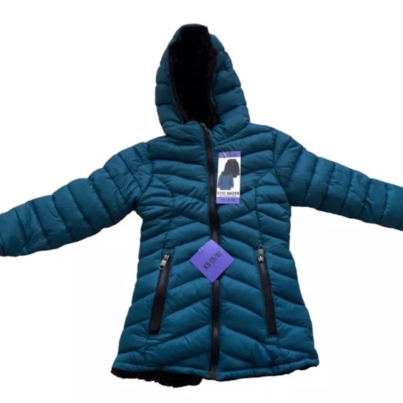Steve Madden Girl's Parka Jacket YOUTH Reversible Hooded Quilted Puffer XS 5/6 - Picture 1 of 5